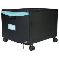 Sale 1 Legal/letter-Size File Drawer 14.75 in. x 18.25 in. x 12.75 in. Single-Drawer Mobile Filing Cabinet - Black/Teal Office Furniture & Lighting