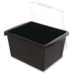 Storage Bin with Lid, 4 gal, 11.25-in x 11.25-in x 7.87-in, Black, 6/Pack Desk Accessories & Office Organizers