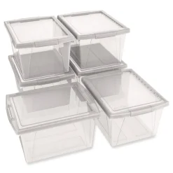 Clearance Storage Bins, with Snap-On Lid, 4 gal, 11.25 x 13.53 x 7.87, Translucent, 6/Pack Desk Accessories & Office Organizers