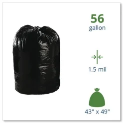 Sale 43 in. x 49 in. 56-Gallon 1.5 mil. Total Recycled Content Plastic Trash Bags - Black/Brown (100/Carton) Trash & Waste Bins
