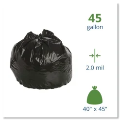 Best 40 in. x 45 in. 45-Gallon 2 mil. Insect-Repellent Trash Bags - Black (65/Box) Trash & Waste Bins
