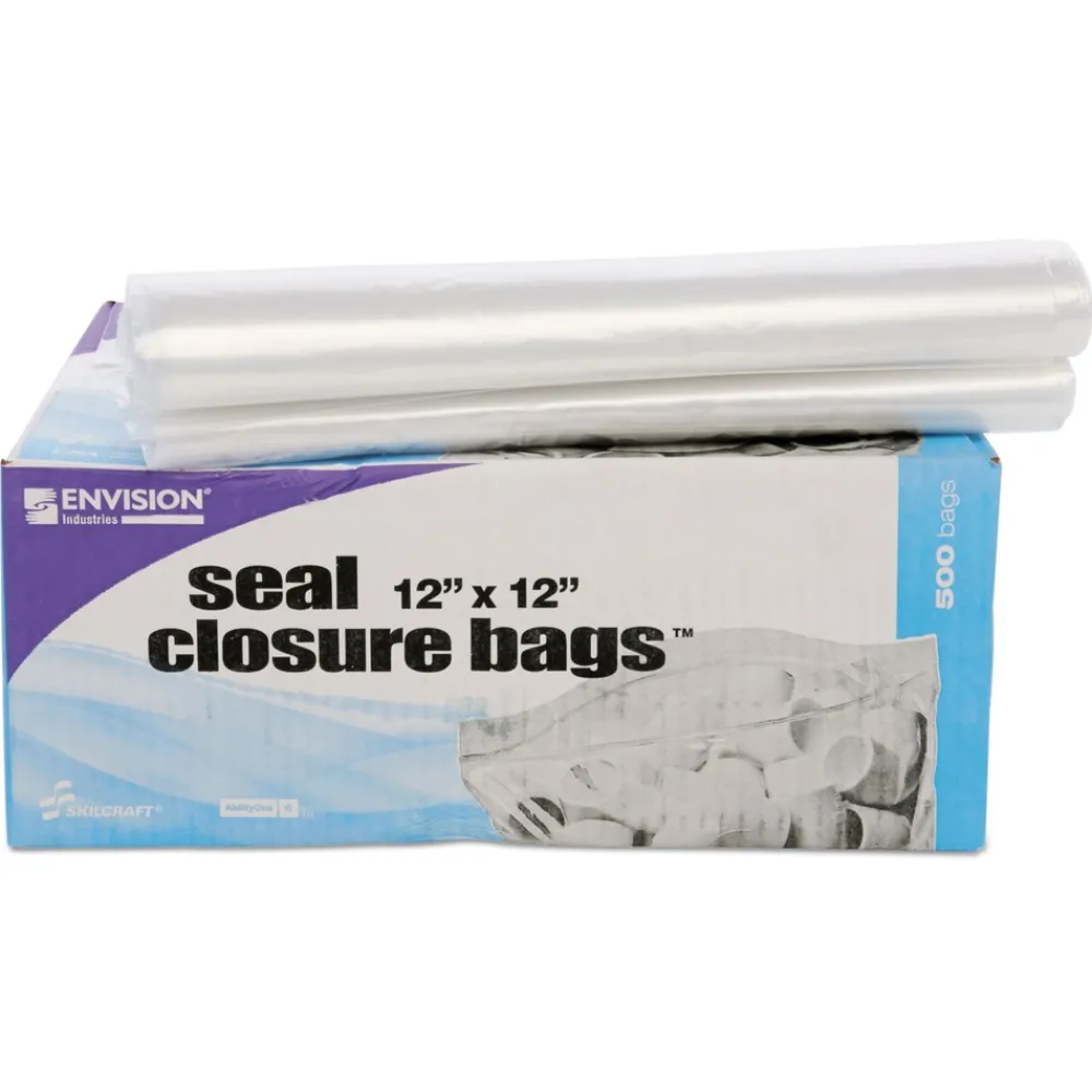 Online 2 mil 12 in. x 12 in. Seal Closure Bags - Clear (500/Carton) Trash & Waste Bins