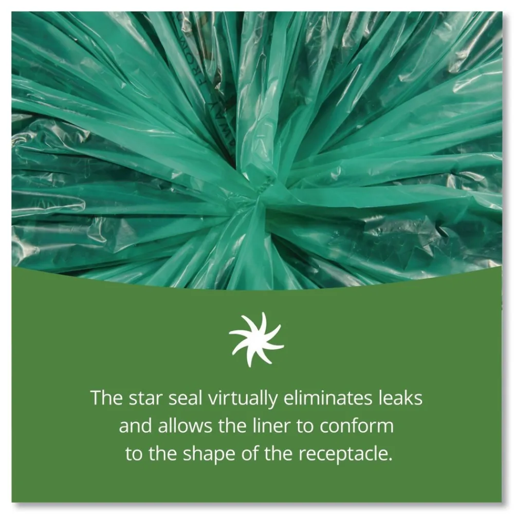 Outlet Controlled Life-Cycle 33 in. x 40 in. 1.1 mil. 33 Gallon Plastic Trash Bags - Green (40/Box) Trash & Waste Bins