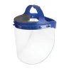 New 16.5 in. x 10.25 in. x 11 in. Fully Assembled Full Length Face Shield with Head Gear - Clear/Blue (16/Carton) Protective Head Gear