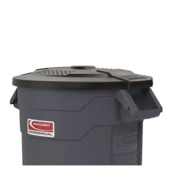 Hot Utility Trash Can Lid for 32 gal Trash Can, 22.22-in Diameter x 3-in, Black Trash & Waste Bins