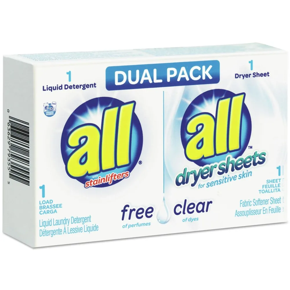 Free Clear HE Liquid Laundry Detergent/Dryer Sheet Dual Vend Pack (100/Carton) Cleaning & Janitorial Supplies