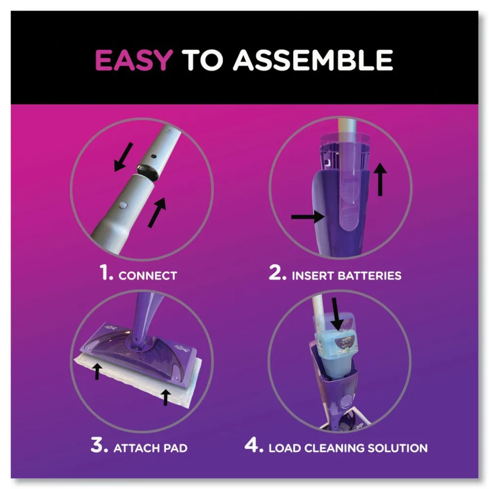 Online WetJet 11.3 in. x 5.4 in. Head Mop Starter Kit with 10 Pads and 1 Cleaner - Silver Handle (1/Carton) Cleaning & Janitorial Supplies