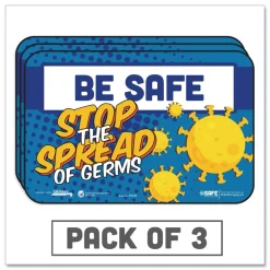9 in. x 6 in. "Be Safe, Stop The Spread Of Germs" Wall Signs (3/Pack) Floor Signs