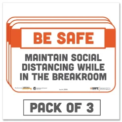 Online BeSafe Messaging 9 in. x 6 in. Repositionable Wall/Door Signs - White (3/Pack) Floor Signs