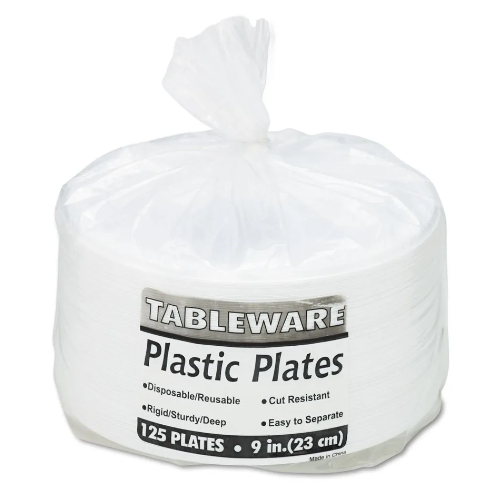Best 9 in. Diameter Plates Plastic Dinnerware - White (500/Carton) Tabletop And Serveware
