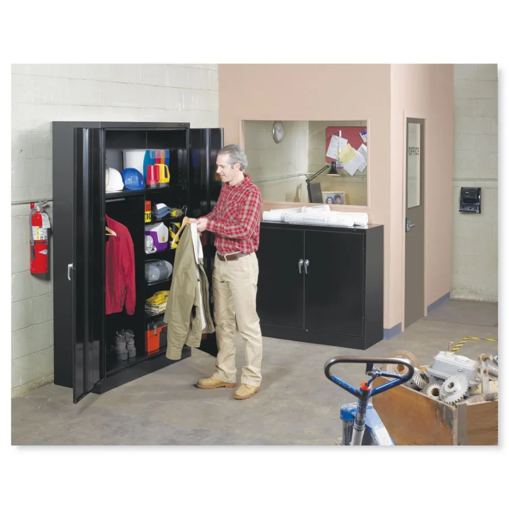 New 48 in. x 18 in. x 78 in. Assembled Jumbo Steel Storage Cabinet - Black Office Furniture & Lighting