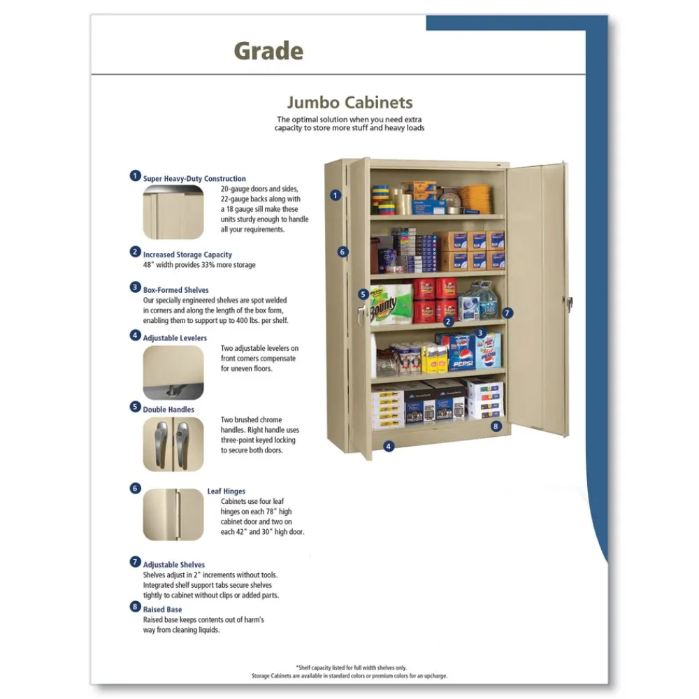 New 48 in. x 18 in. x 78 in. Assembled Jumbo Steel Storage Cabinet - Black Office Furniture & Lighting