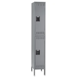 Outlet 12 in. x 18 in. x 78 in. Single Stack Double Tier Locker with Legs - Medium Gray Office Furniture & Lighting