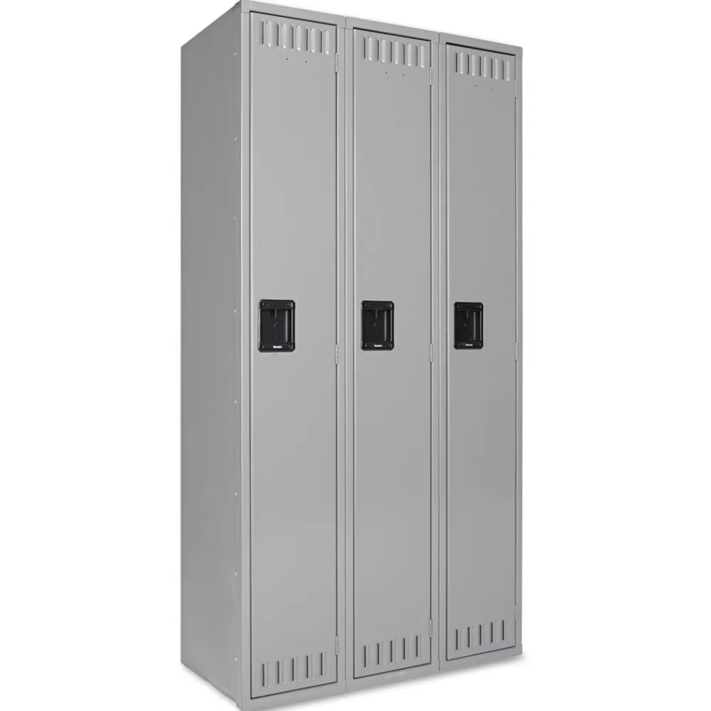 Best 36 in. x 18 in. x 72 in. Three Lockers with Hat Shelves and Coat Rods Single-Tier Locker - Medium Gray Office Furniture & Lighting