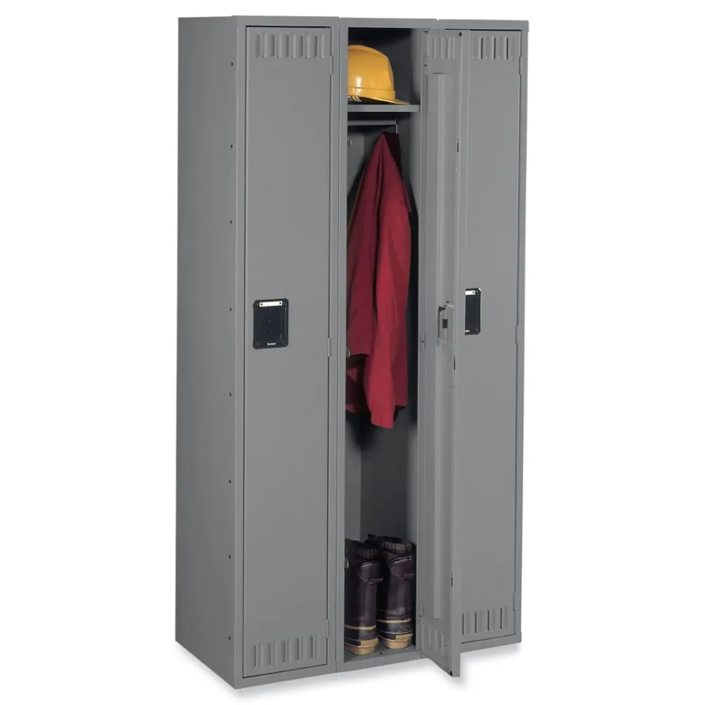 Best 36 in. x 18 in. x 72 in. Three Lockers with Hat Shelves and Coat Rods Single-Tier Locker - Medium Gray Office Furniture & Lighting