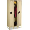 Online Single-Tier Locker with Legs Three Lockers with Hat Shelves and Coat Rods 36w x 18d x 78h Sand Desk Accessories & Office Organizers