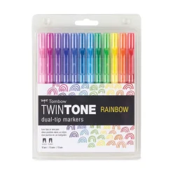 Sale Extra-Fine/Broad Tips Twin Tone Dual-Tip Markers - Assorted Colors (12/Pack) Pens, Pencils & Markers