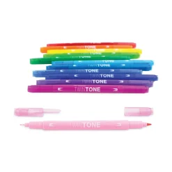 Sale Extra-Fine/Broad Tips Twin Tone Dual-Tip Markers - Assorted Colors (12/Pack) Pens, Pencils & Markers