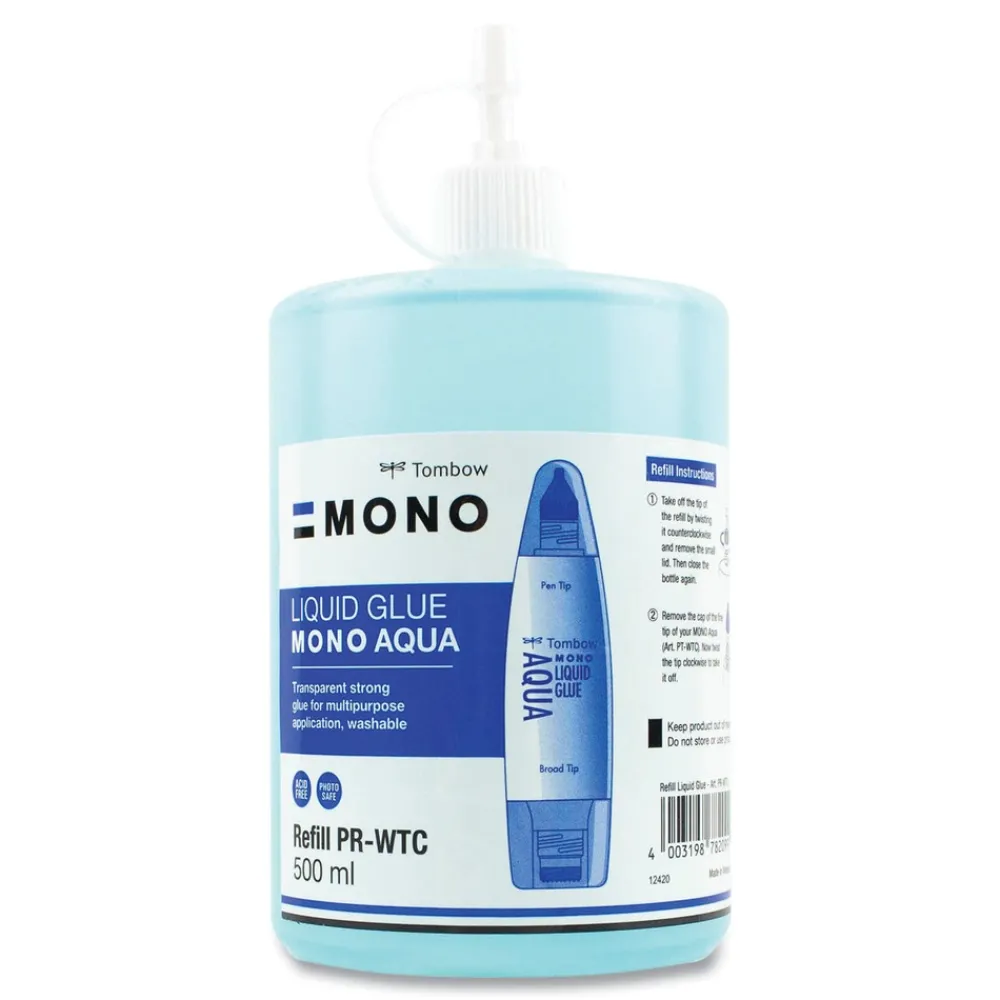 Discount 500 mL Aqua Liquid Glue Refill - Dries Clear Tapes & Adhesives