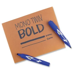 Best Mono Twin Fine/Broad Tips Bold Permanent Marker - Blue (10/Box) Pens, Pencils & Markers