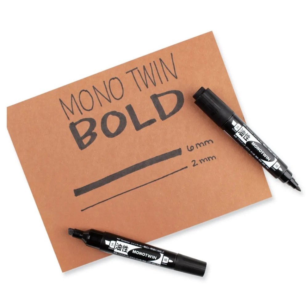 Outlet Mono Twin Fine/Broad Tips Bold Permanent Marker - Black (10/Box) Pens, Pencils & Markers
