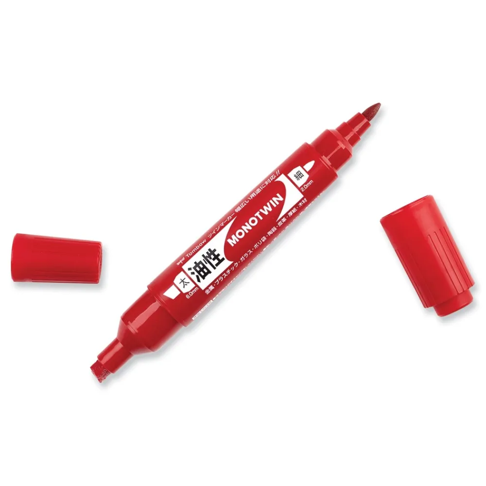 Outlet Mono Twin Fine/Broad Tips Bold Permanent Marker - Red (10/Box) Pens, Pencils & Markers