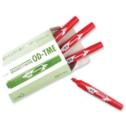Outlet Mono Twin Fine/Broad Tips Bold Permanent Marker - Red (10/Box) Pens, Pencils & Markers