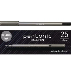 Clearance PENTONIC Medium 1 millimeter Stick Ballpoint Pen - Black Ink/Charcoal Gray Barrel (25/Pack) Pens, Pencils & Markers