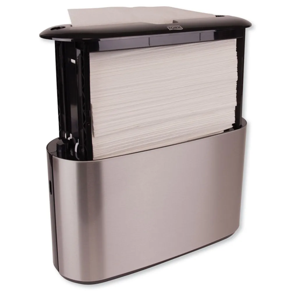 Best 302030 12.68 in. x 4.56 in. x 7.92 in. Xpress Countertop Towel Dispenser - Stainless Steel/Black Paper & Dispensers