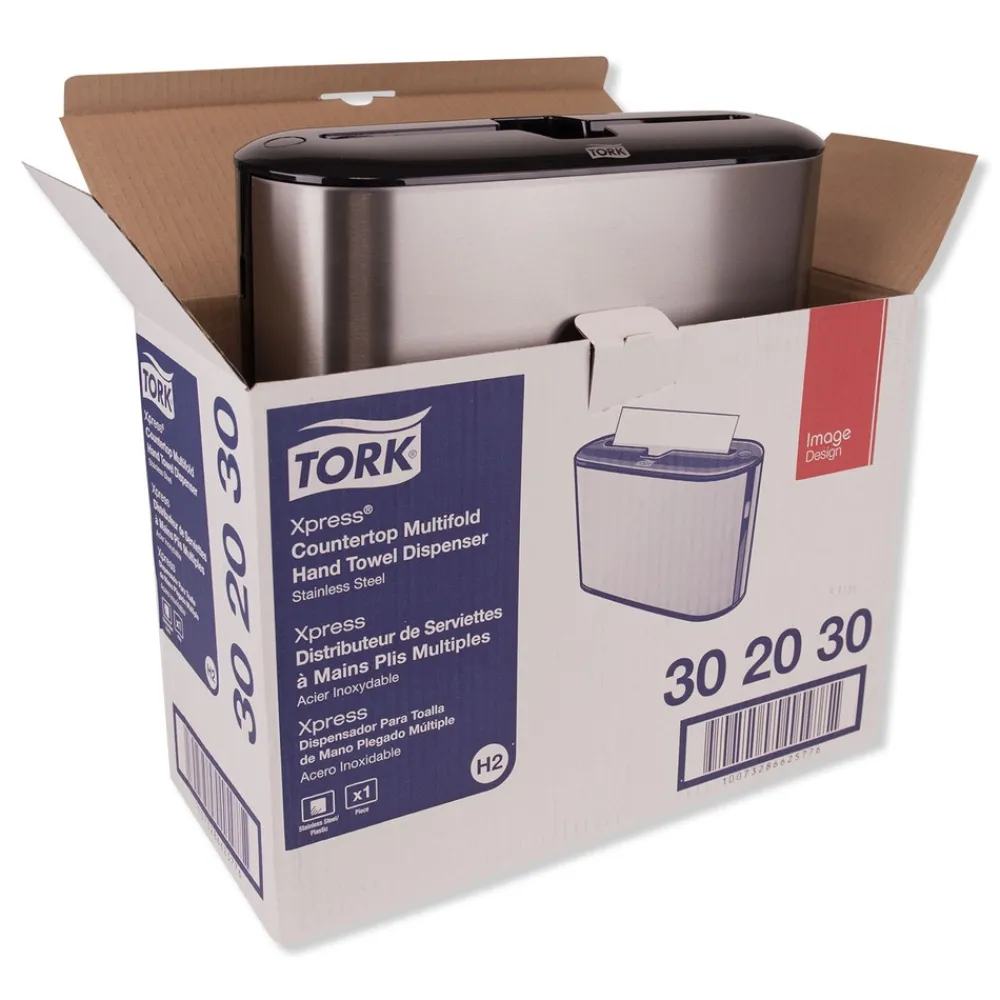 Best 302030 12.68 in. x 4.56 in. x 7.92 in. Xpress Countertop Towel Dispenser - Stainless Steel/Black Paper & Dispensers