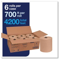 Hot 7.7 in. x 700 ft. Matic Hardwound Roll Towel - Natural (6/Carton) Paper & Dispensers|Cleaning & Janitorial Supplies