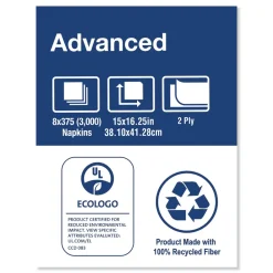 Discount 15 in. x 16.25 in. 2-Ply 1/8-Fold Advanced Dinner Napkins - White (3000/Carton) Paper & Dispensers