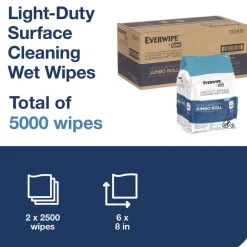 Best 8 in. x 6 in. 1-Ply Light-Duty Surface Cleaning Wet Wipe - Unscented, White (2 Rolls/Carton) Cleaning & Janitorial Supplies