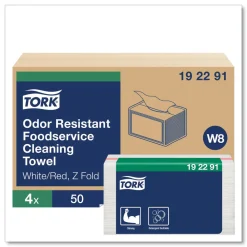 Sale 11.75 in. x 14.75 in. 1-Ply Small Pack Foodservice Cloth - Unscented/White/Red Stripe (4/Carton) Paper & Dispensers