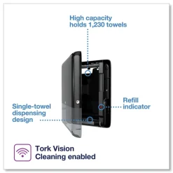 Online 552538 PeakServe Continuous 14.44 x 3.97 x 19.3 Hand Towel Dispenser - Black Paper & Dispensers
