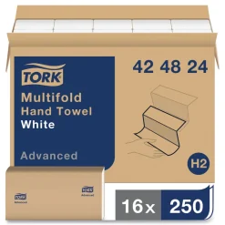 Clearance Advanced 9 x 9.5 1-Ply Multifold Hand Towel - White (16/Carton) Paper & Dispensers