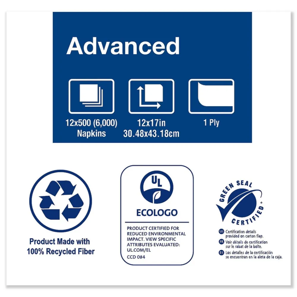 New D806E Advanced 1-Ply 12 in. x 17 in. Masterfold Dispenser Napkins - Natural (12/Carton) Paper & Dispensers
