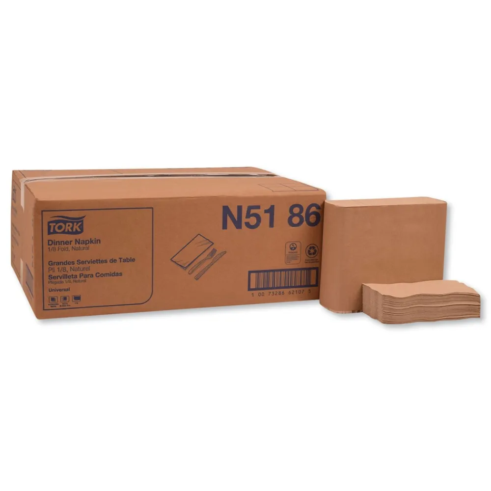 Sale N5186 1-Ply 15 in. x 17 in. Universal One-Ply Dinner Napkins - Natural (12/Carton) Paper & Dispensers