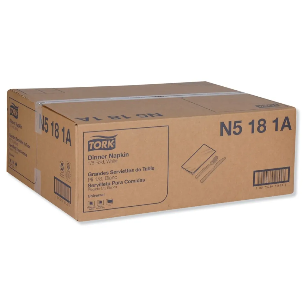 Hot N5181A 1-Ply 15 in. x 17 in. 1/8 Fold Universal Dinner Napkins - White (3000/Carton) Paper & Dispensers