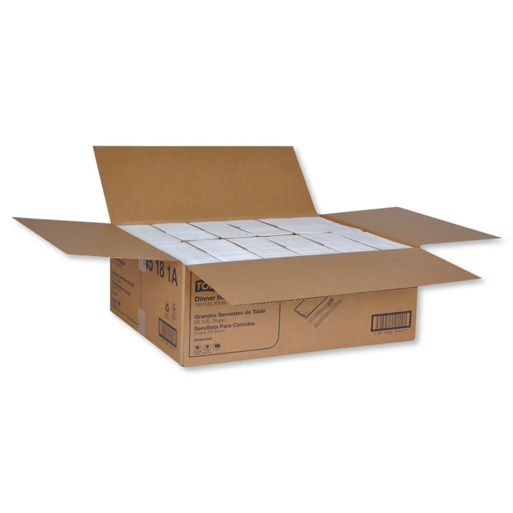 Hot N5181A 1-Ply 15 in. x 17 in. 1/8 Fold Universal Dinner Napkins - White (3000/Carton) Paper & Dispensers