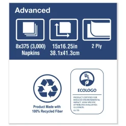 Hot NP5240C 2-Ply 15 in. x 16.25 in. Advanced Dinner Napkins - White (8/Carton) Paper & Dispensers