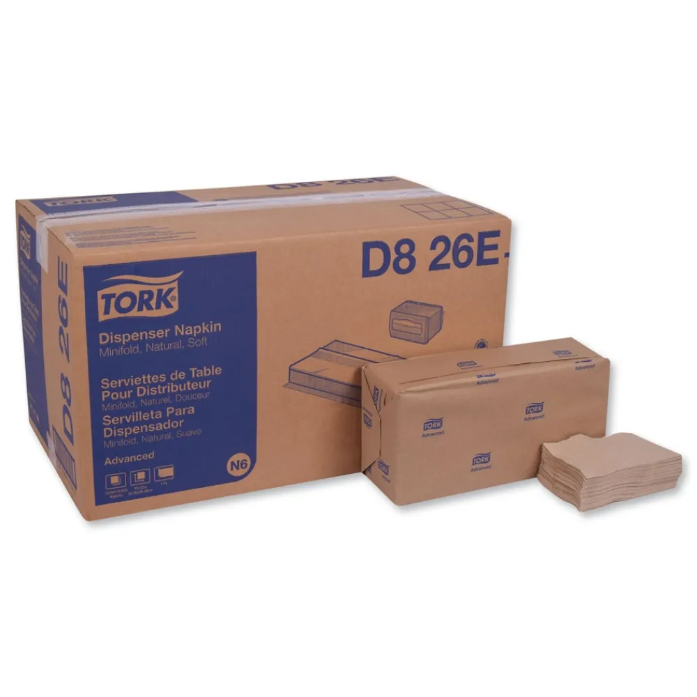 Hot 1-Ply 13 in. x 12 in. Advanced Soft Minifold Dispenser Napkins - Natural (6000/Carton) Paper & Dispensers