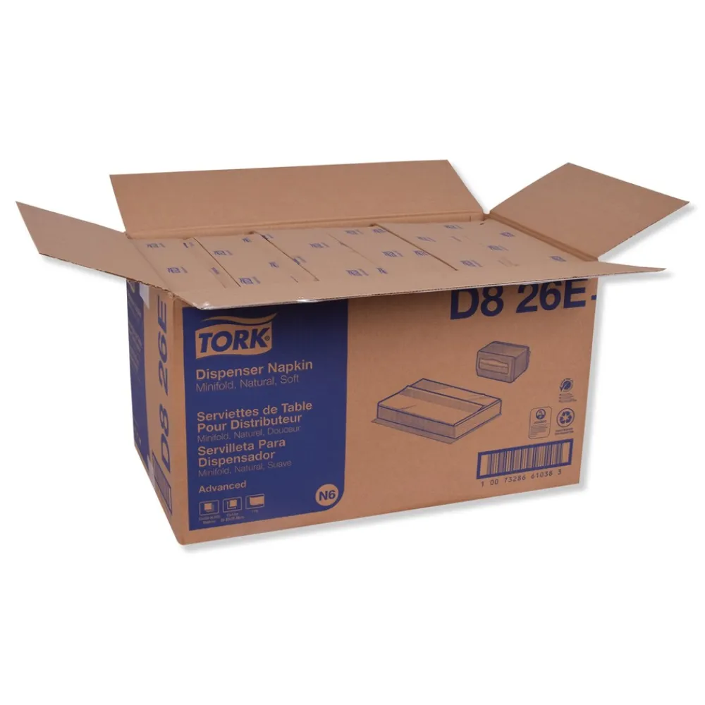 Hot 1-Ply 13 in. x 12 in. Advanced Soft Minifold Dispenser Napkins - Natural (6000/Carton) Paper & Dispensers