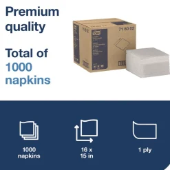 Hot 1-Ply 15 in. x 16 in. LinStyle Dinner Napkin - White (1000/Carton) Cleaning & Janitorial Supplies