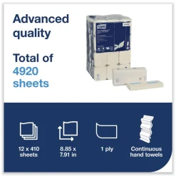 Clearance 1-Ply 7.91 in. x 8.85 in. PeakServe Continuous Hand Towel - White (12/Carton) Paper & Dispensers