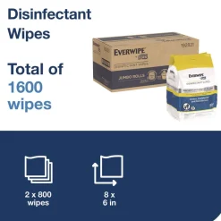 Discount 1-Ply 8 x 6 Disinfectant Wipe Jumbo Rolls - Lemon/White (2/Carton) Skin Care & Personal Hygiene