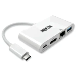 Hot 3 in. USB-A/USB-C PD Charging/Gigabit Ethernet USB 3.1 Gen 1 USB-C to HDMI Adapter - White Office Electronics & Batteries