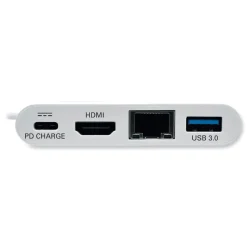 Hot 3 in. USB-A/USB-C PD Charging/Gigabit Ethernet USB 3.1 Gen 1 USB-C to HDMI Adapter - White Office Electronics & Batteries