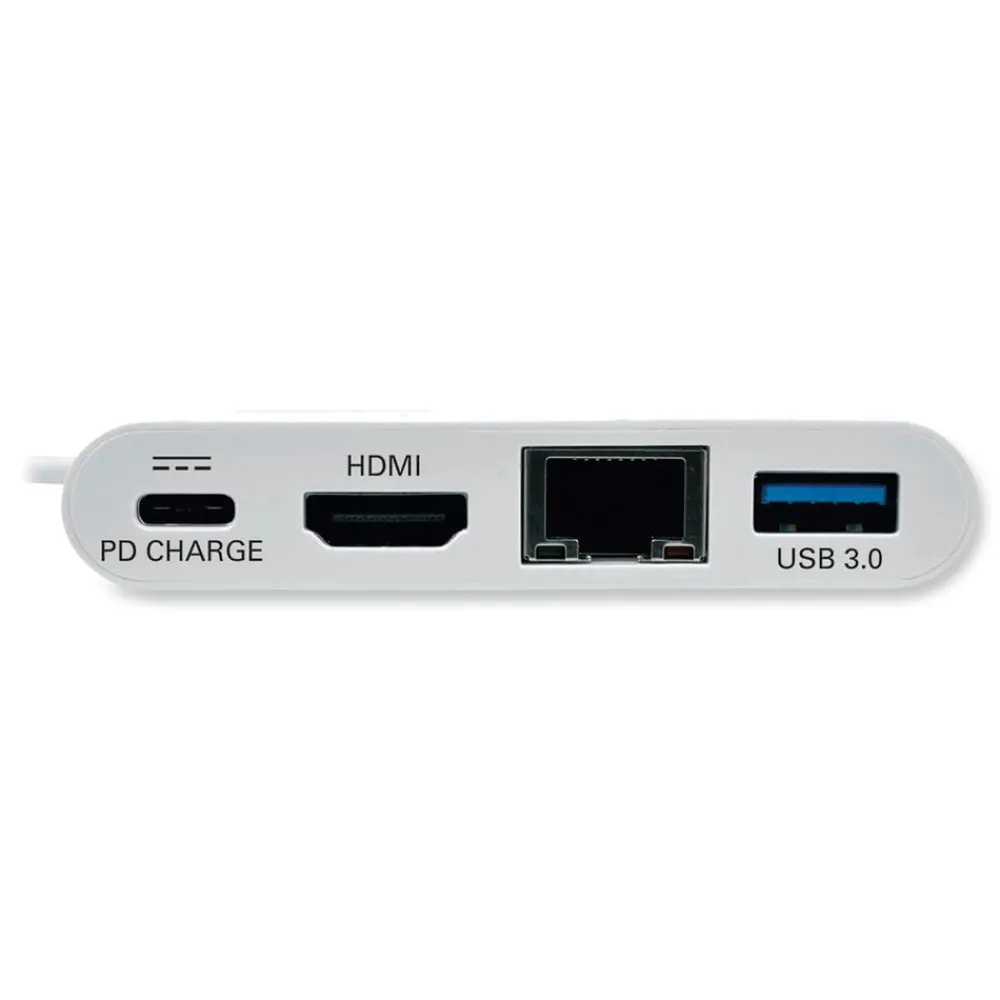 Hot 3 in. USB-A/USB-C PD Charging/Gigabit Ethernet USB 3.1 Gen 1 USB-C to HDMI Adapter - White Office Electronics & Batteries