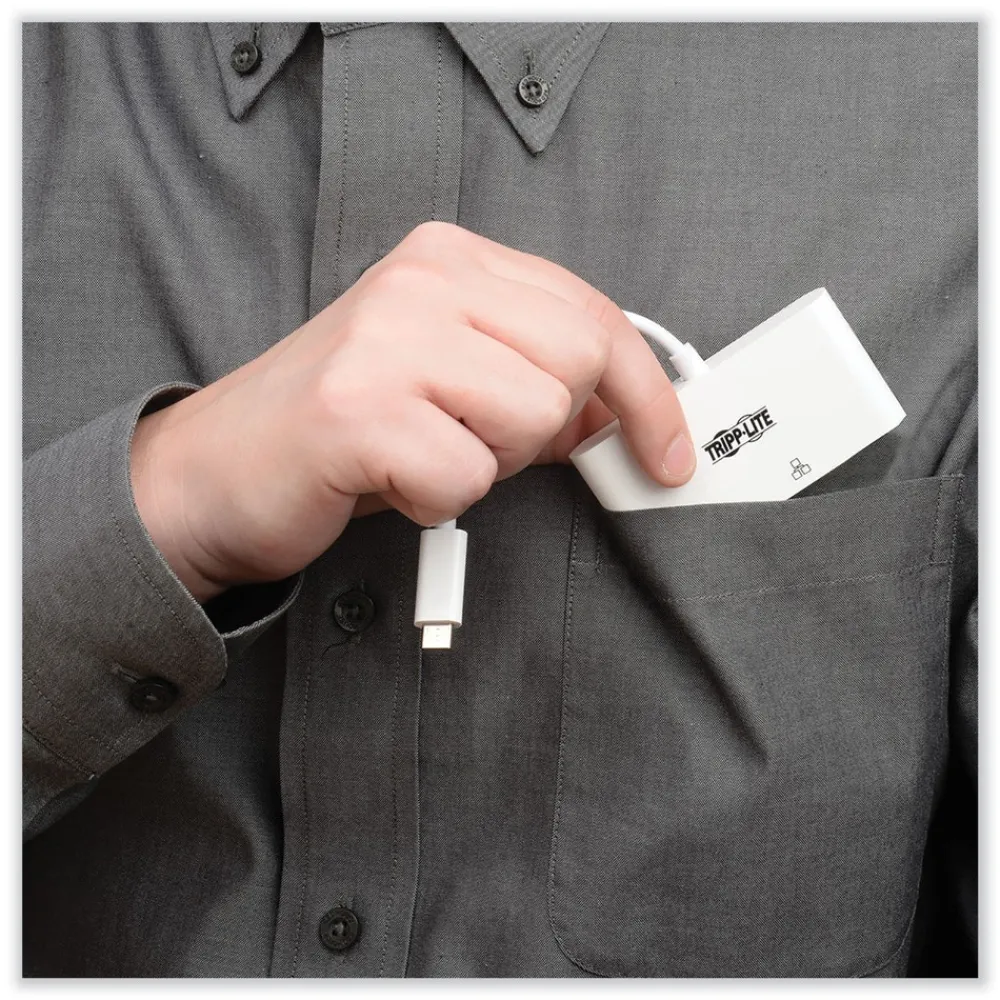 Hot 3 in. USB-A/USB-C PD Charging/Gigabit Ethernet USB 3.1 Gen 1 USB-C to HDMI Adapter - White Office Electronics & Batteries